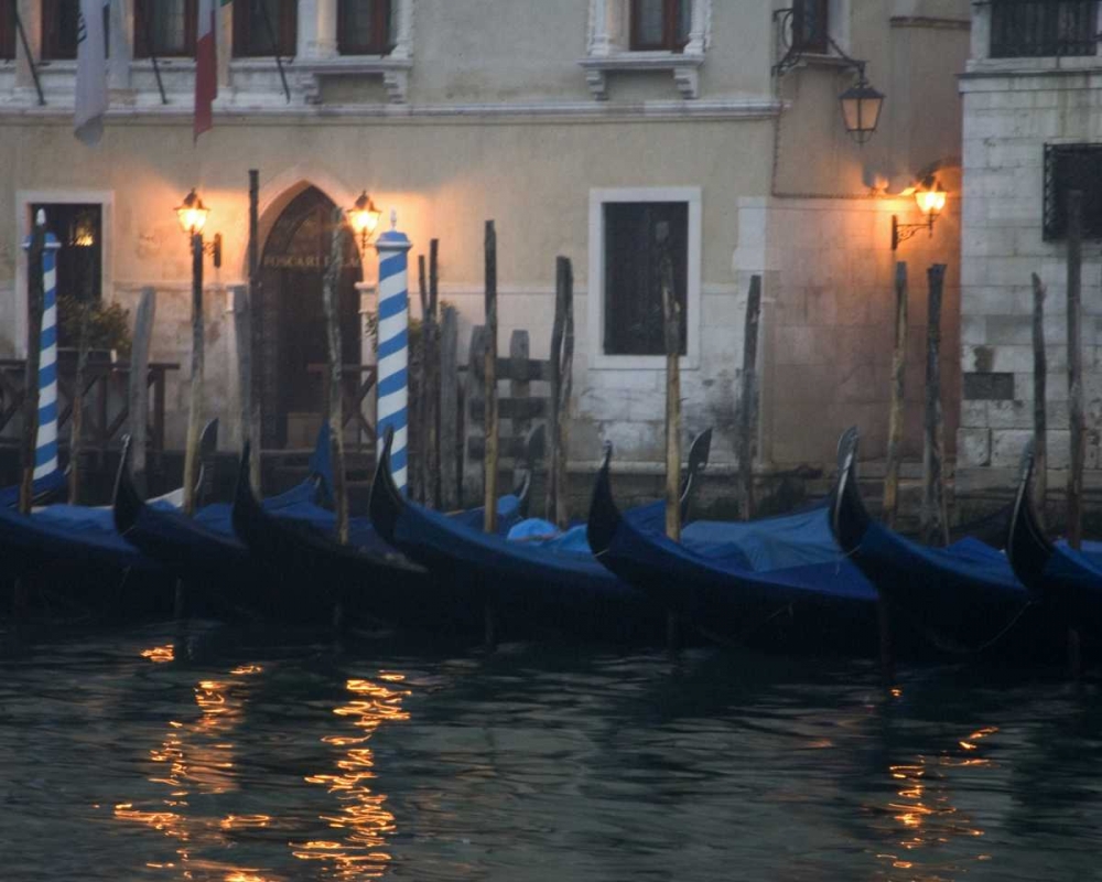 Art Print: Italy, Venice Gondolas moored in early morning