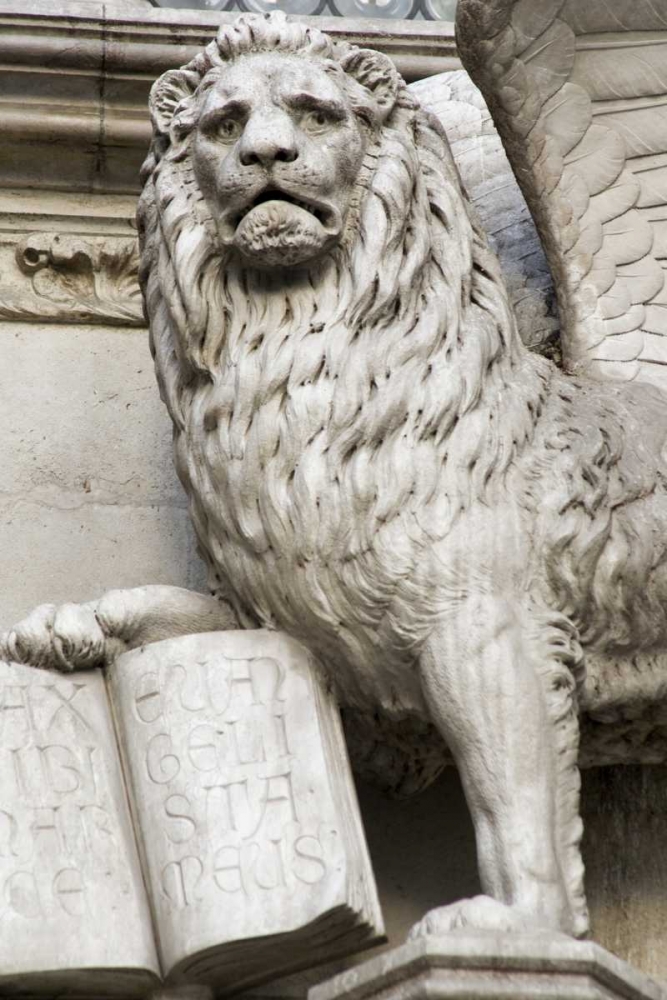 Art Print: Italy, Venice Detail of statue of a winged lion