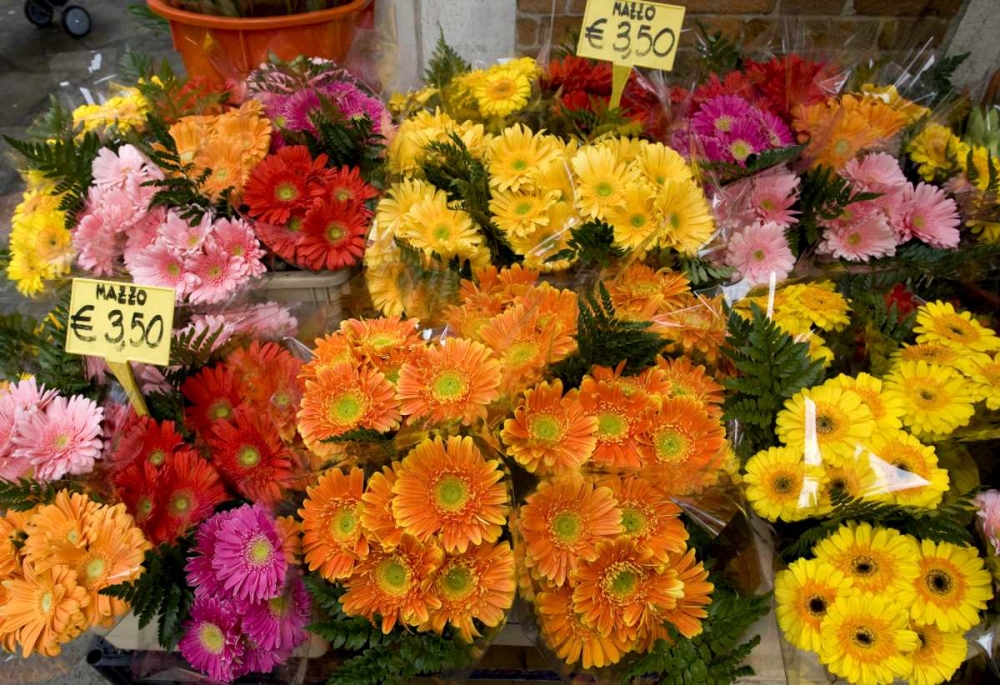 Art Print: Italy, Venice Flowers for sale in a market
