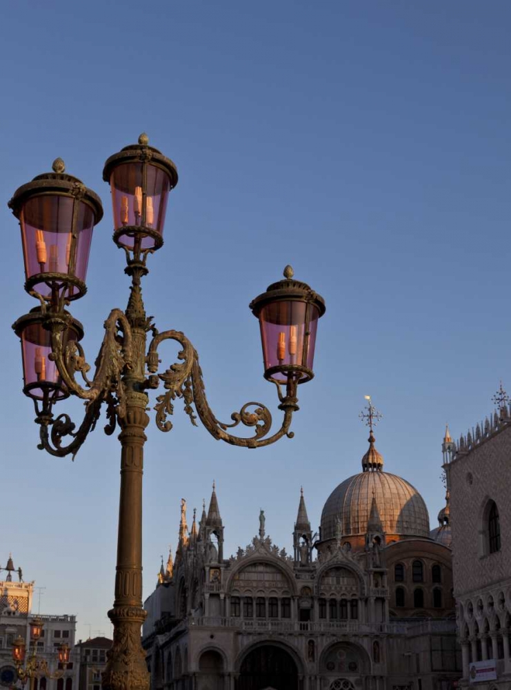 Art Print: Italy, Venice Ornate lamp on St Marks Square