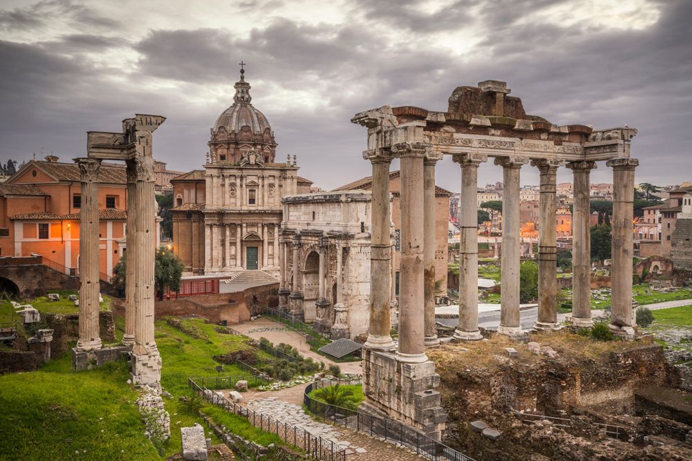 Art Print: Europe-Italy-Rome-Ruins of Roman Temple of Saturn