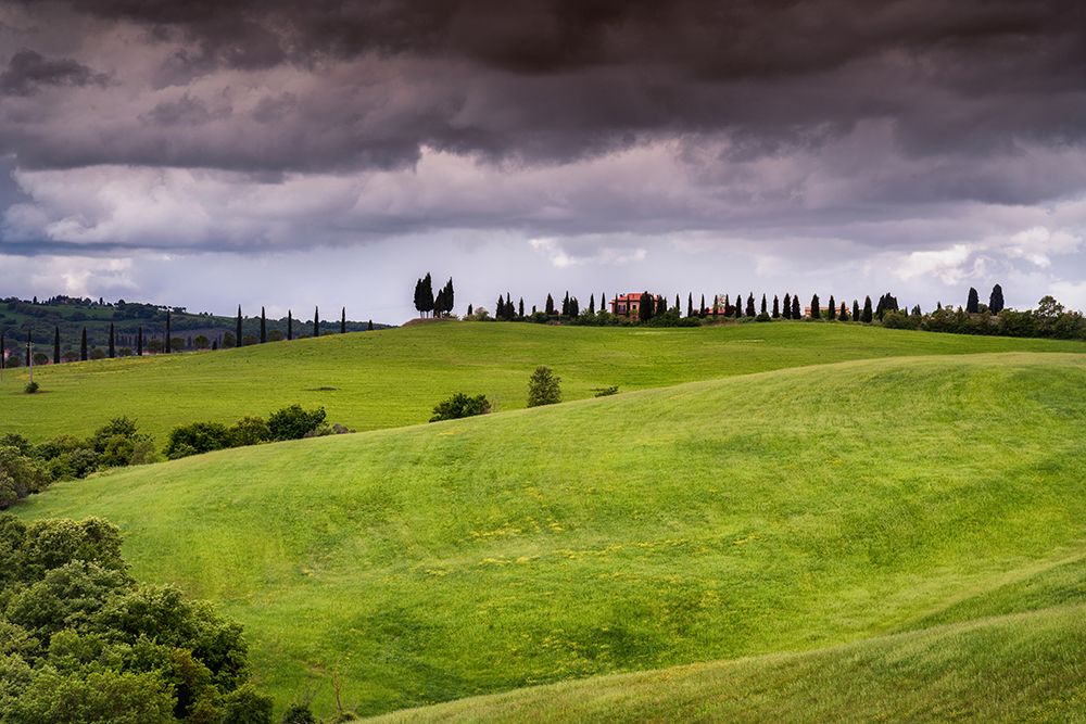 Art Print: Europe-Italy-Tuscany-Val d Orcia-Farmland under stormy sky