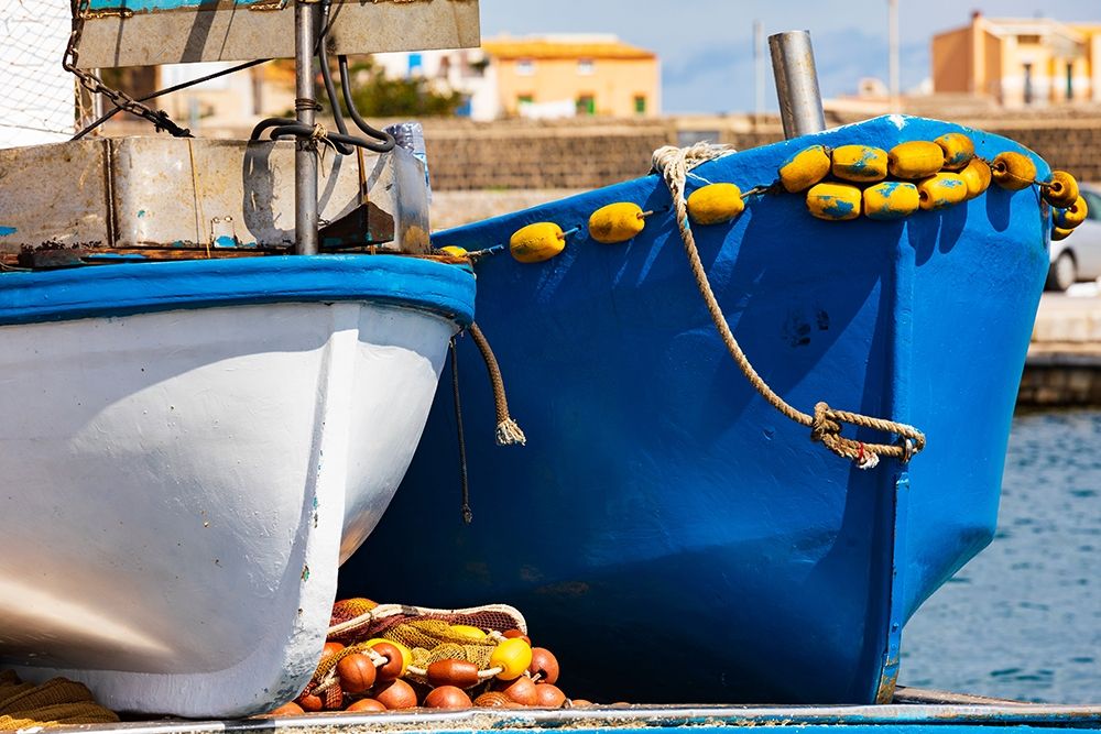 Wall Art Painting id:402891, Name: Palermo Province-Santa Flavia Small fishing boats in the harbor of the fishing village, Artist: Wilson, Emily
