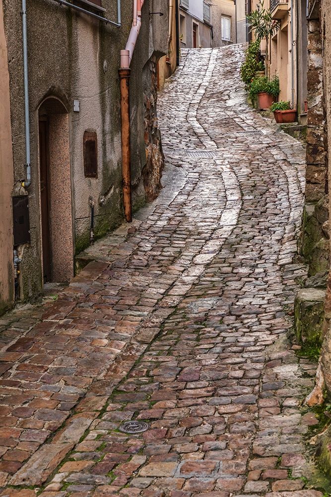 Wall art: Palermo Province-Geraci Siculo Winding narrow cobblestone street in the town of Geraci Siculo, by Wilson, Emily