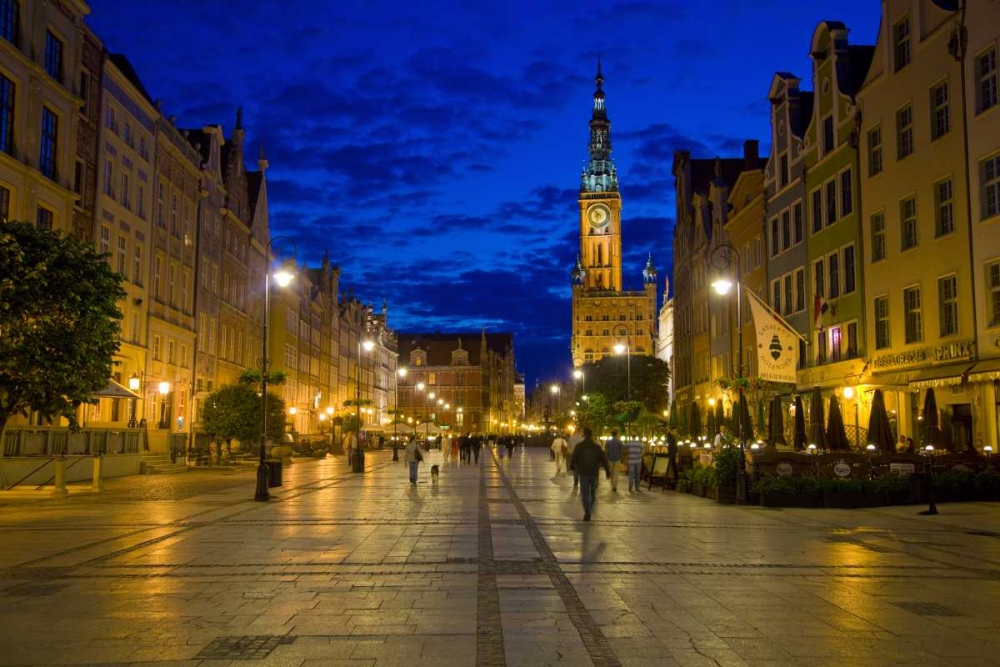 Art Print: Poland, Gdansk Plaza for walking and dining