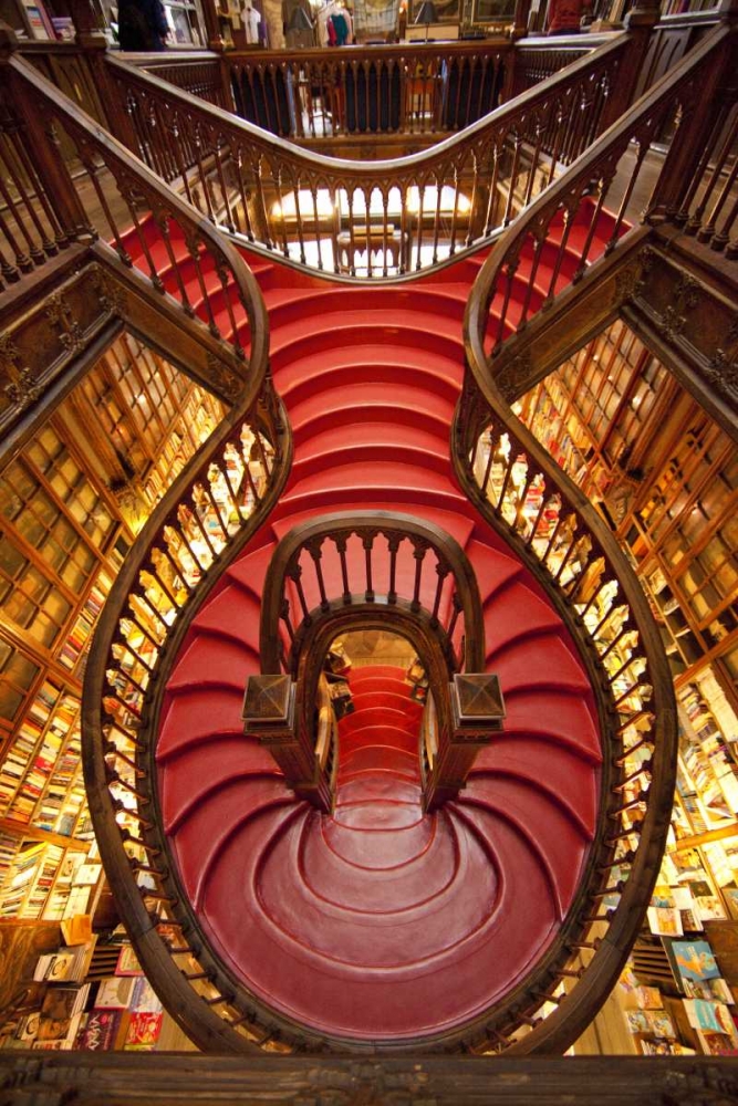Art Print: Portugal, Porto Stairway in Lello Book Store