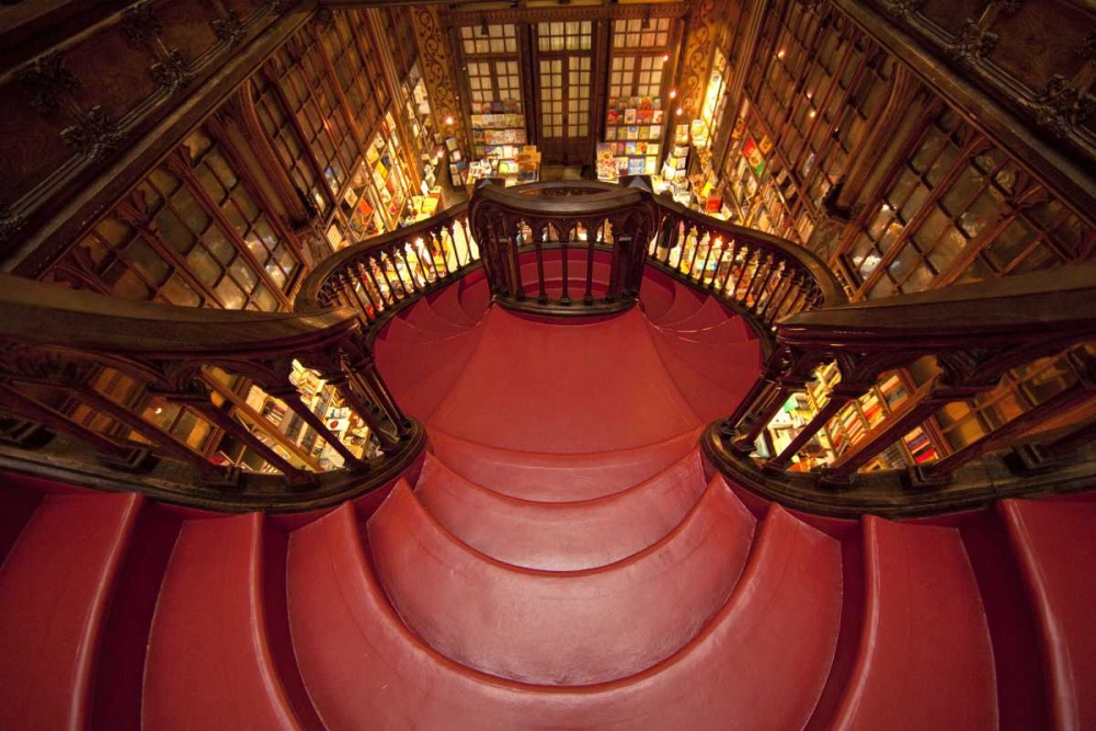 Art Print: Portugal, Porto Stairway in Lello Book Store