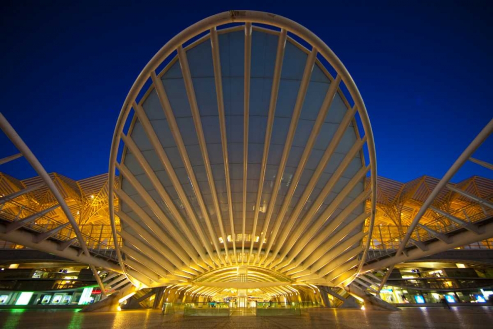 Art Print: Portugal, Lisbon Oriente Train Station at night