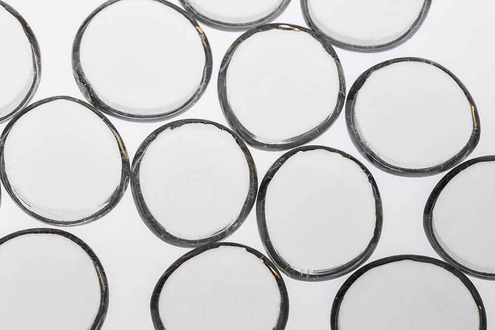 Art Print: Clear Glass Pebbles with light