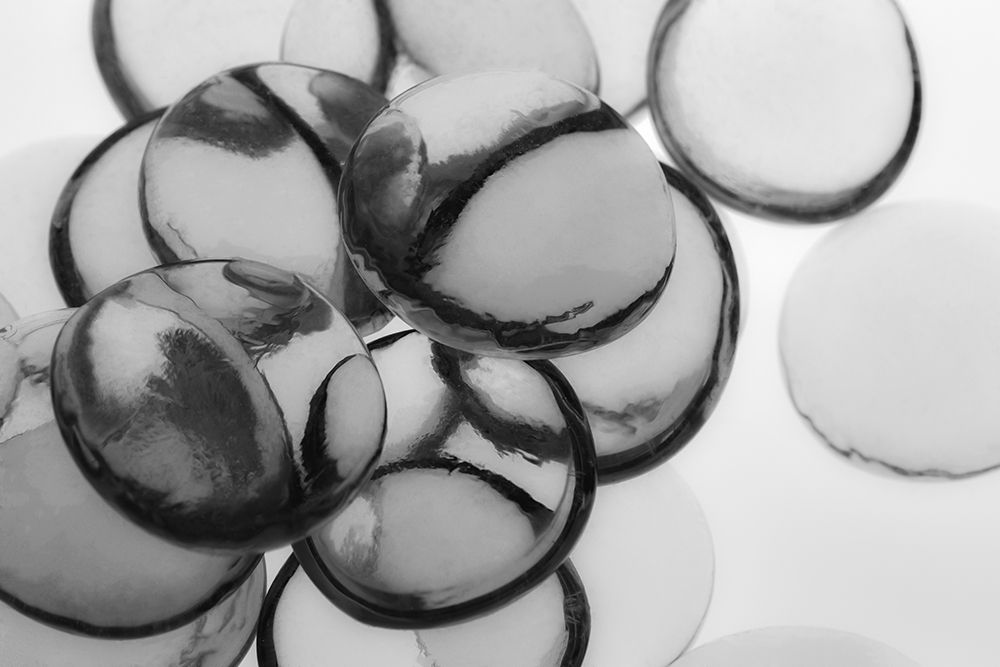 Art Print: Clear Glass Pebbles with light