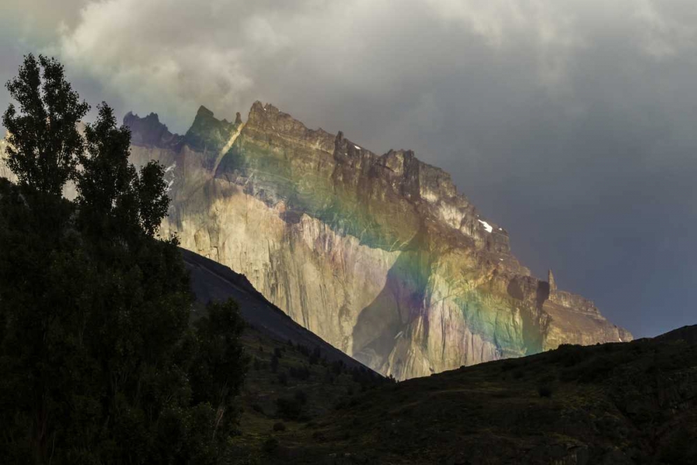 Art Print: Chile, Patagonia Green rainbow and mountain