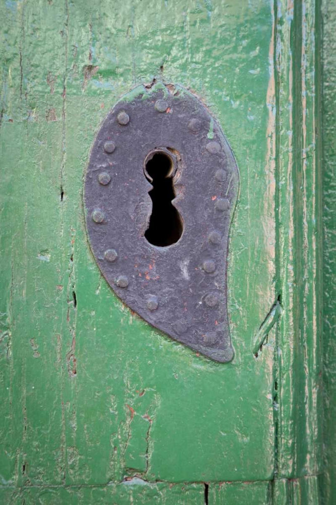 Art Print: Mexico Detail of wooden door and Key hole