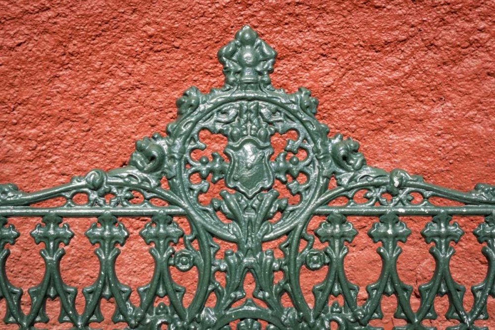Art Print: Mexico, Guanajuato Detail of metal park bench