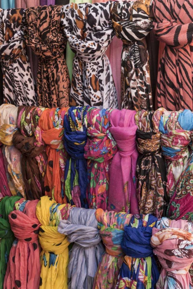Wall Art Painting id:131709, Name: Mexico Retail display of scarfs, Artist: Paulson, Don