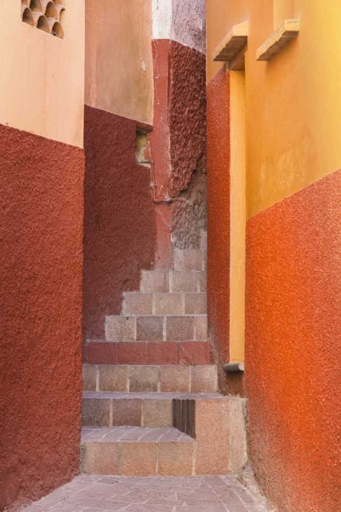 Art Print: Mexico, Guanajuato Close-up of colorful stairway