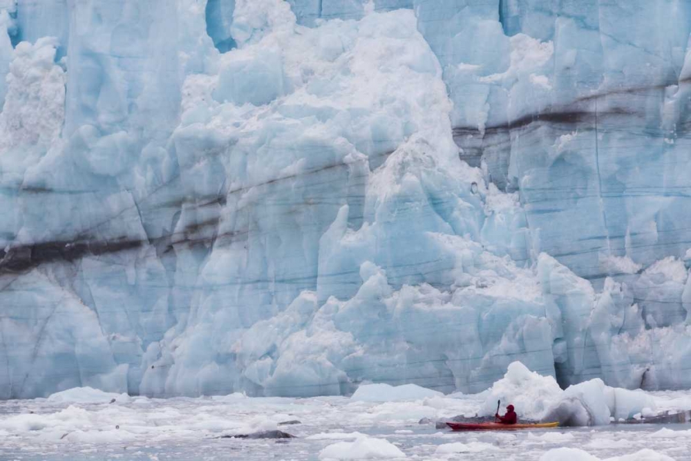 Art Print: AK, Glacier Bay NP, Margerie Glacier Kayaker
