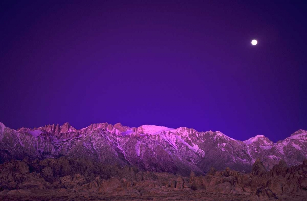 Wall art: CA, Alabama Hills Moon over the Eastern Sierras, by Welling, Dave