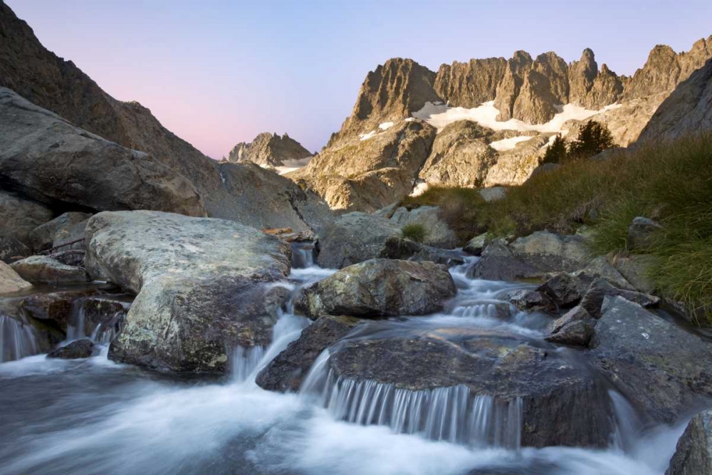Art Print: CA, Inyo NF The Minarets and rapids in a stream