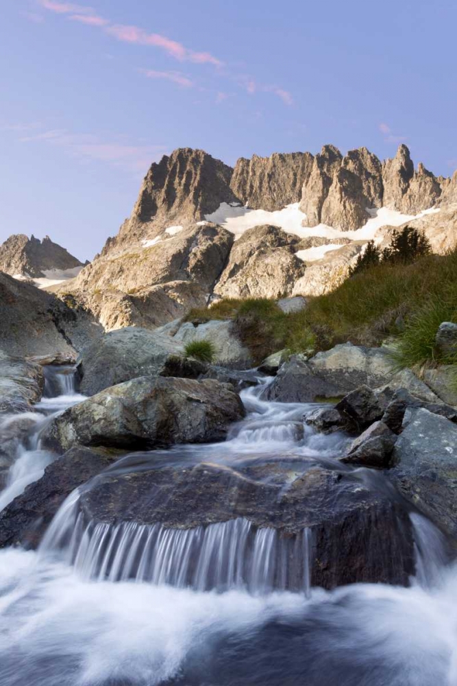Art Print: CA, Inyo NF The Minarets and rapids in a stream
