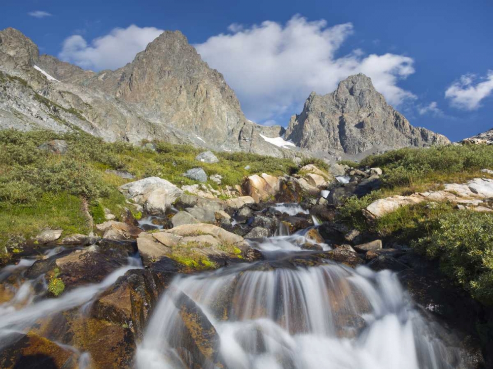 Art Print: CA, Inyo NF Waterfalls below Mount Ritter