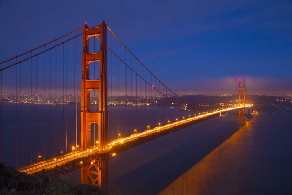 Art Print: CA, San Francisco Golden Gate Bridge at night