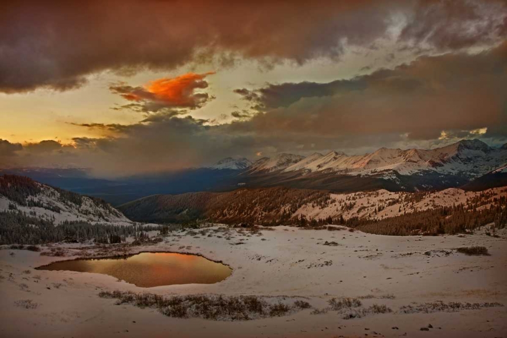 Art Print: CO, Cottonwood Pass Sunset on alpine tarn