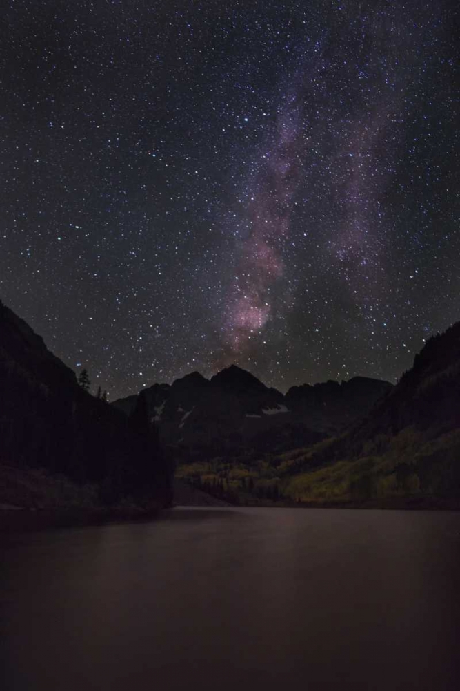 Wall art: CO, The Milky Way above Maroon Bells mountains, by Grall, Don