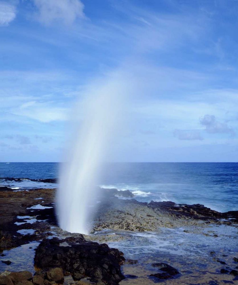 Art Print: Hawaii, Kauai A blowhole spouts seawater