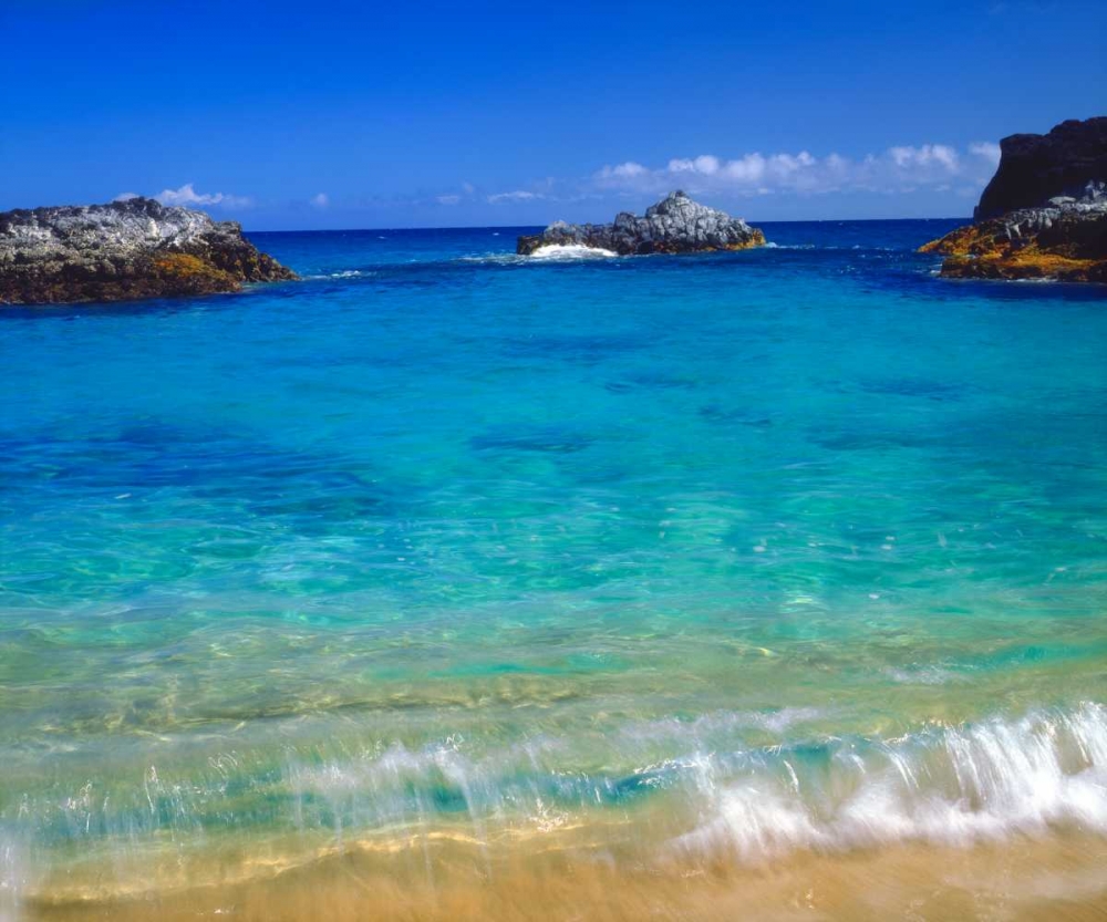 Art Print: USA, Hawaii, Kauai A wave breaks on a beach