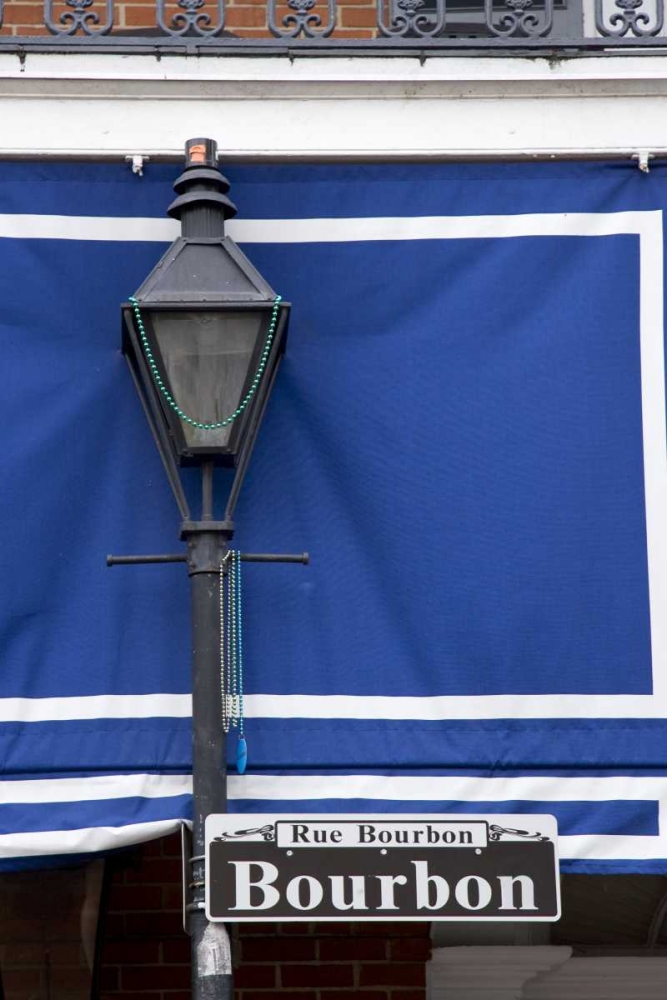 Art Print: Louisiana, New Orleans Bourbon Street lamppost