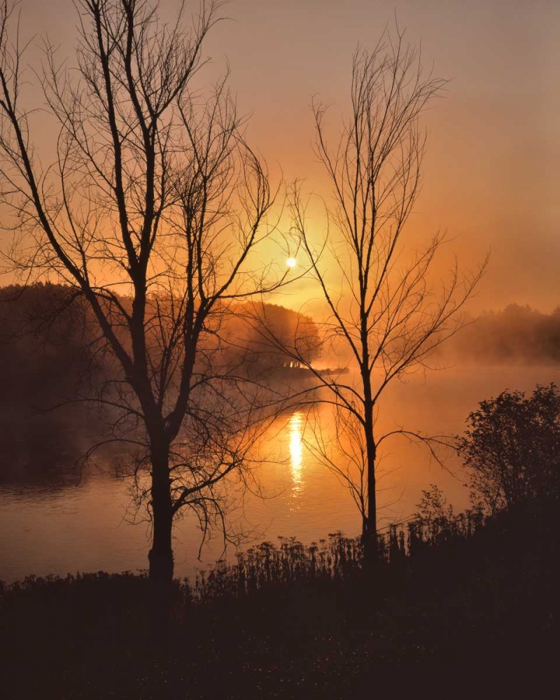 Wall art: Maine Autumn sunrise over the Kennebec River, by Terrill, Steve