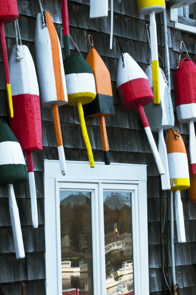 Art Print: ME, Mount Desert Hanging buoys and window