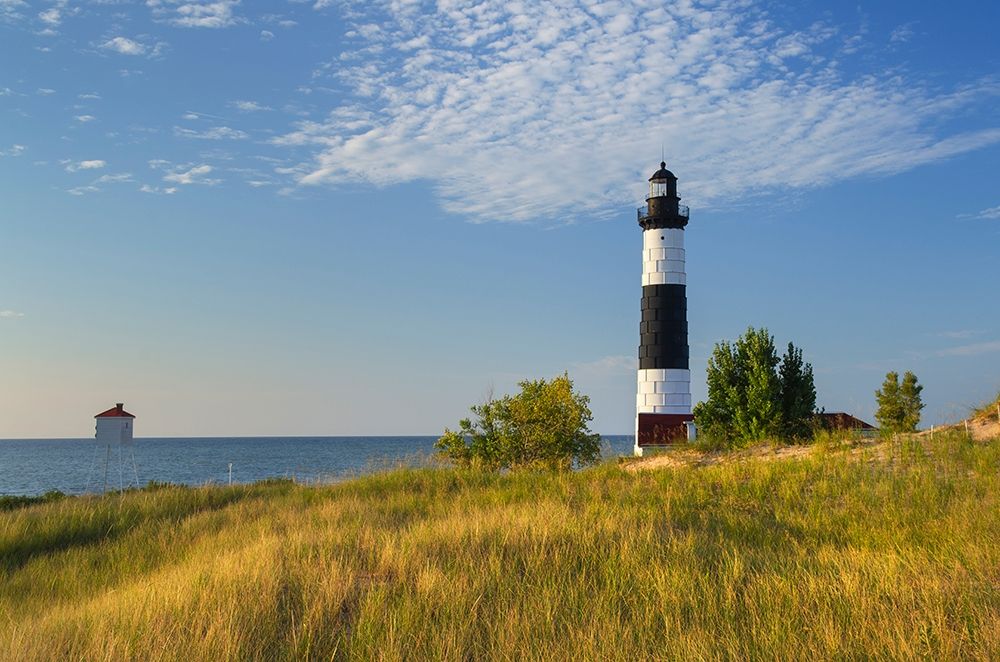 Art Print: Big Sable Point Lighthouse on the eastern shore of Lake-Michigan Ludington State Park-Michigan