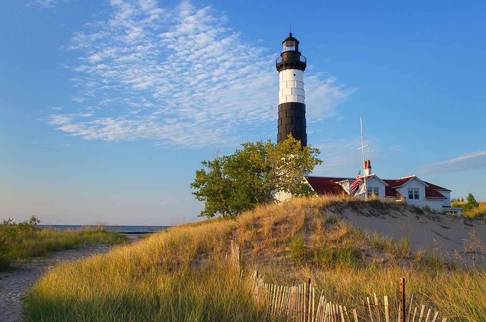 Art Print: Big Sable Point Lighthouse on the eastern shore of Lake-Michigan Ludington State Park-Michigan