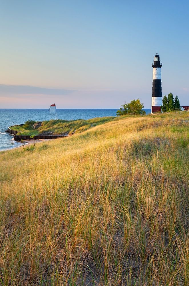 Art Print: Big Sable Point Lighthouse on the eastern shore of Lake-Michigan Ludington State Park-Michigan