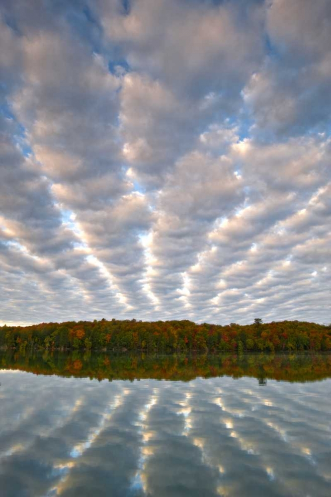 Art Print: Michigan Clouds over Petes Lake in autumn