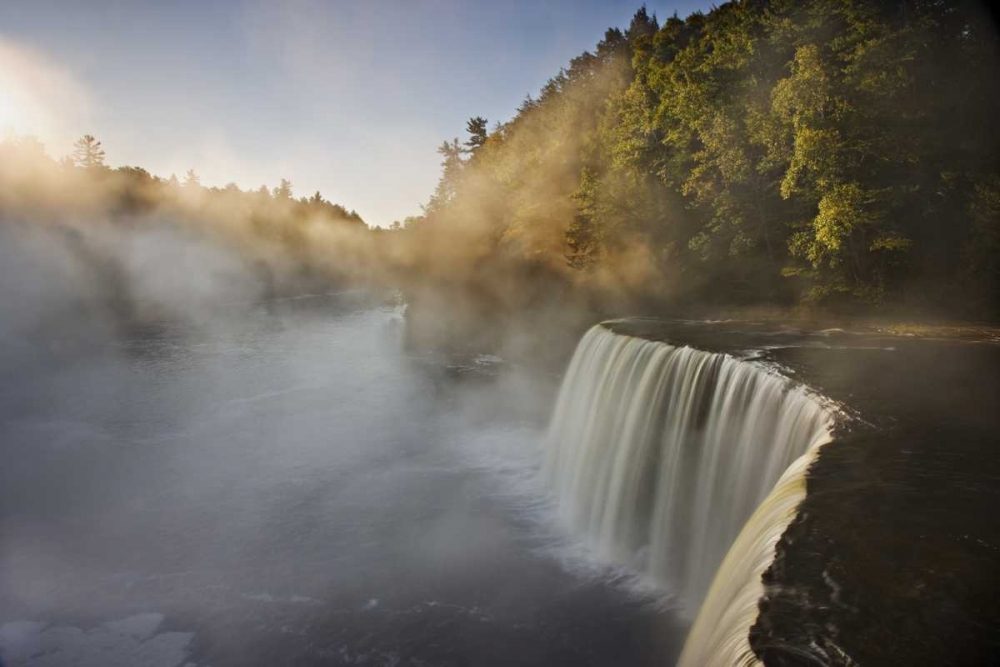 Art Print: Michigan Autumn sunrise on Tahquamenon Falls