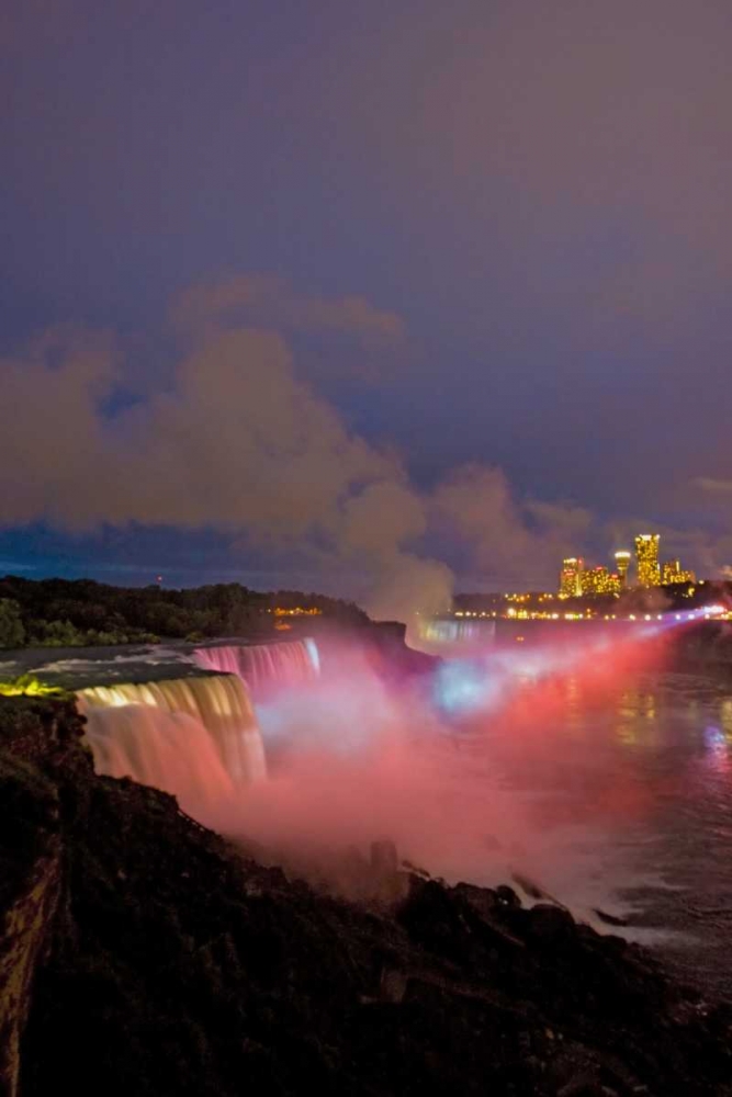 Art Print: NY, Niagara Falls Waterfalls and mist at dusk