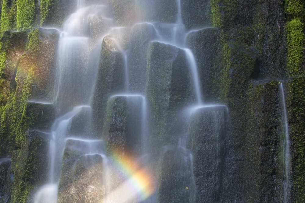 Art Print: OR, Proxy Falls Waterfall rainbow over columns
