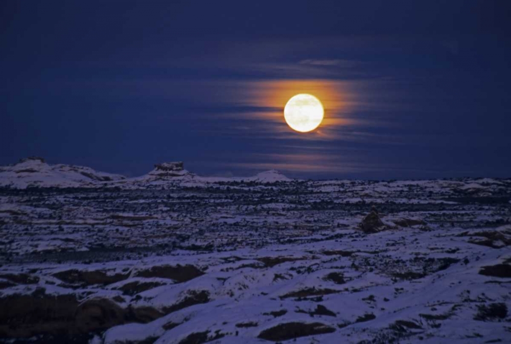 Wall art: UT, Arches NP Full moon rising over snowy scenic, by Illg, Cathy and Gordon