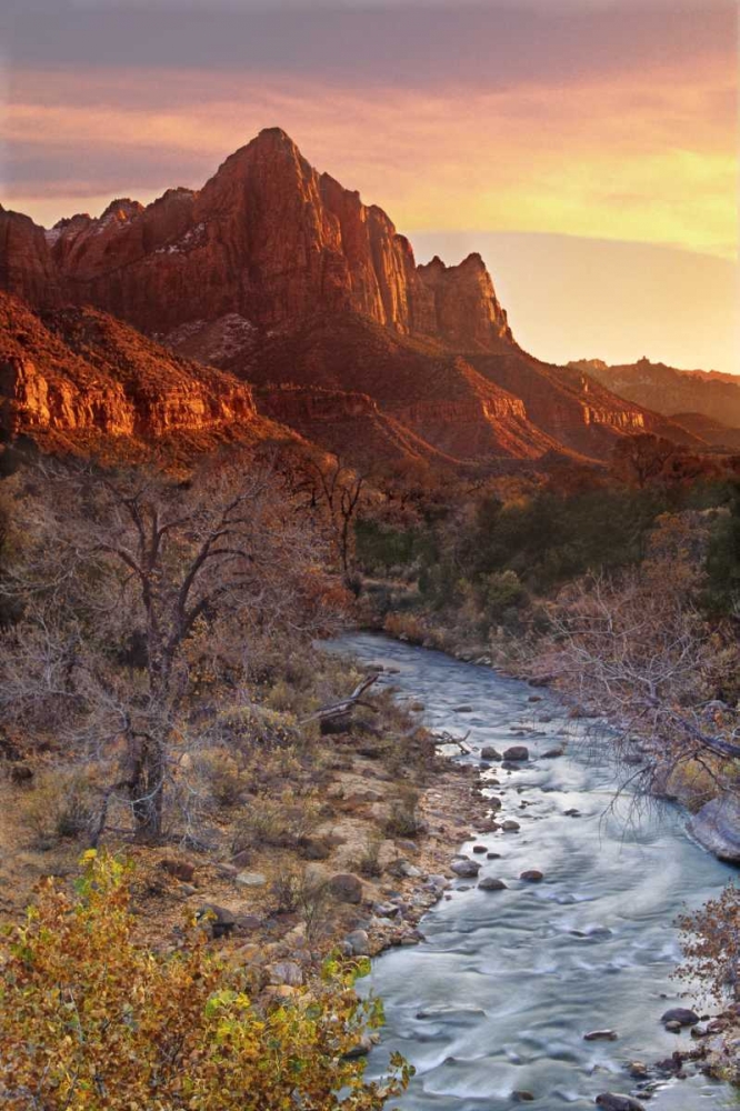Art Print: UT, Zion NP The Watchman and Virgin River