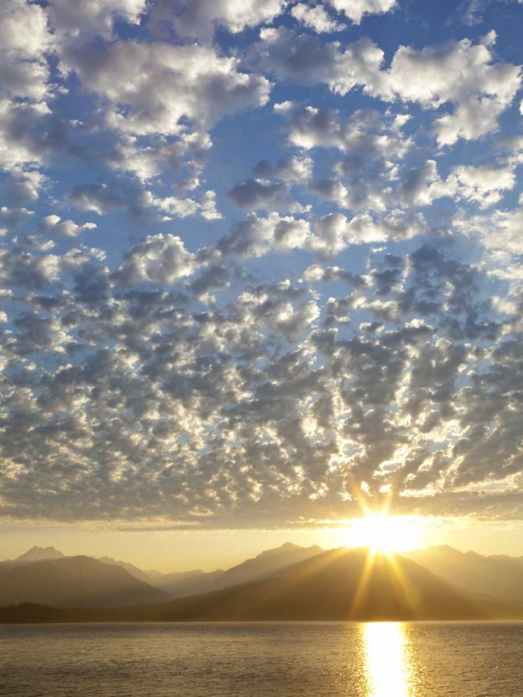 Art Print: WA, Seabeck, Olympic Mts Sunset over Hood Canal
