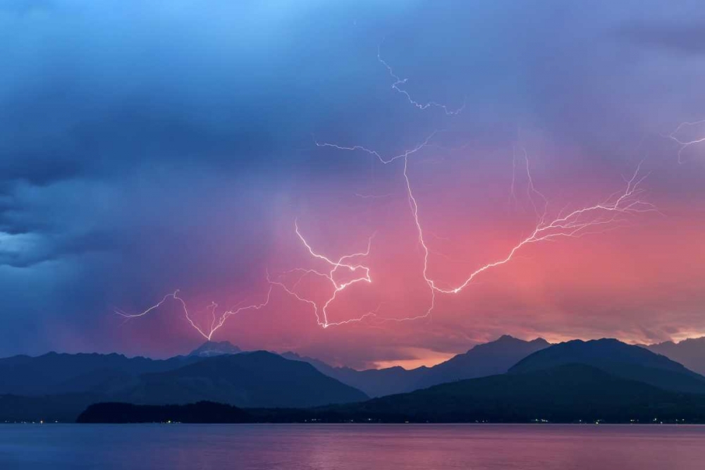 Art Print: WA, Seabeck Lightning over Hood Canal