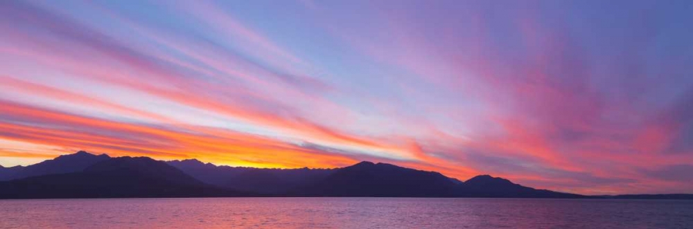 Wall art: WA, Seabeck Sunset panoramic over the Olympic Mt, by Paulson, Don