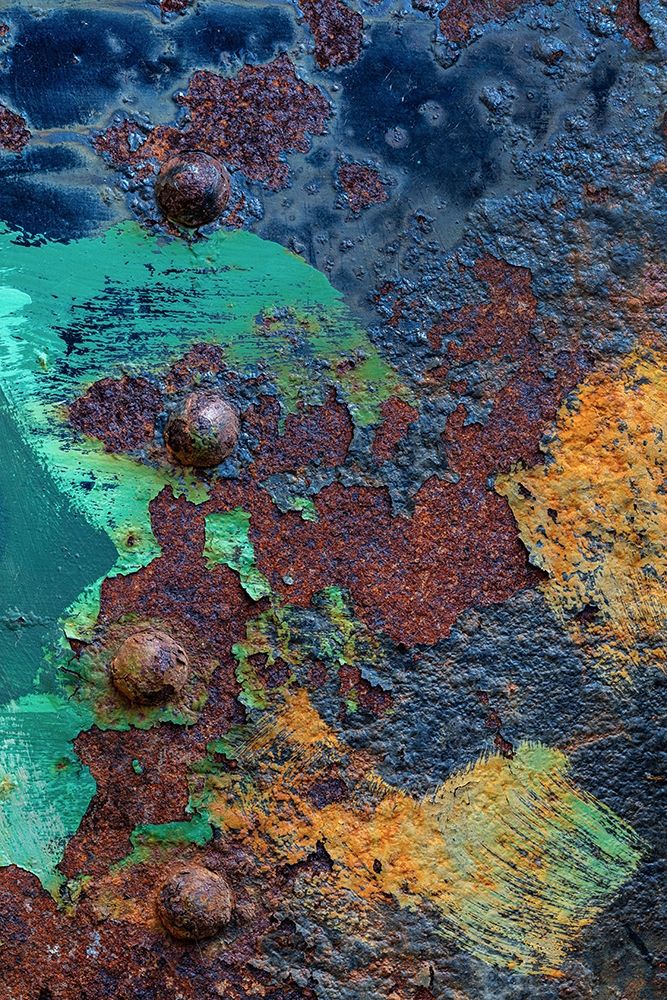 Art Print: Washington State-Port Townsend-Fort Worden State Park Rusty metal of old metal boat 