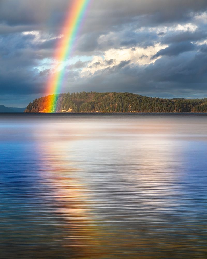 Art Print: Washington State-Seabeck Rainbow over Hood Canal 