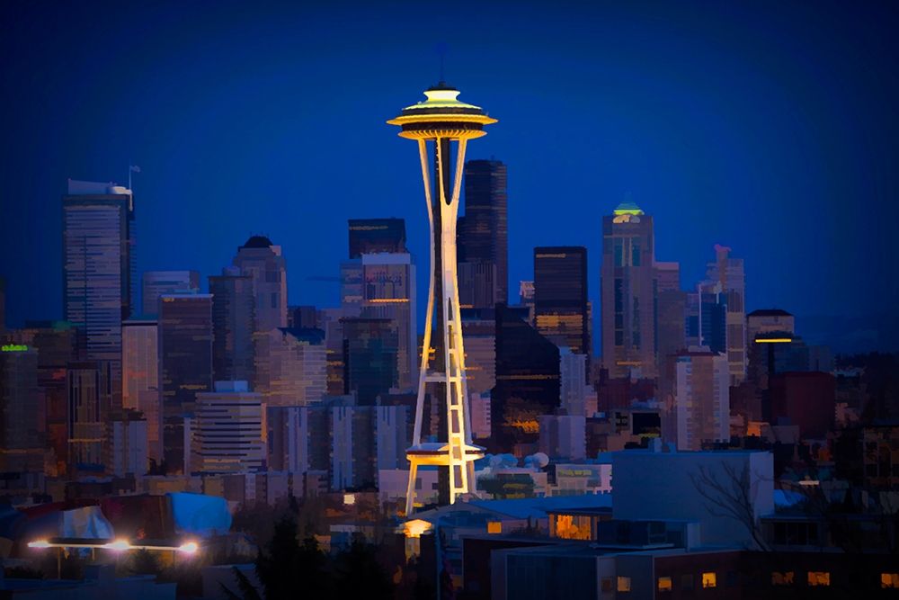 Art Print: Washington State Abstract of downtown and Space Needle