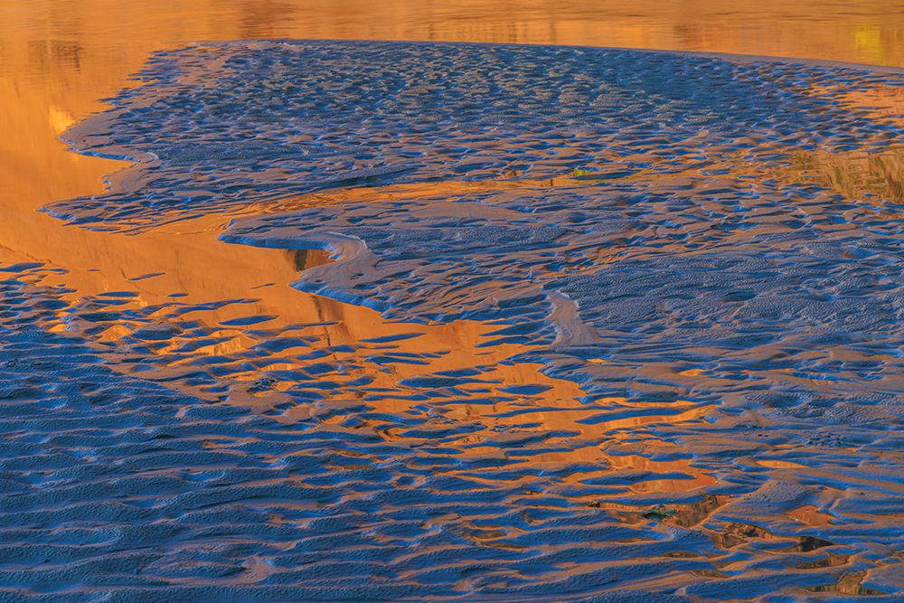 Art Print: USA-Washington-Copalis Beach-Iron Springs. Patterns in beach sand at sunset.