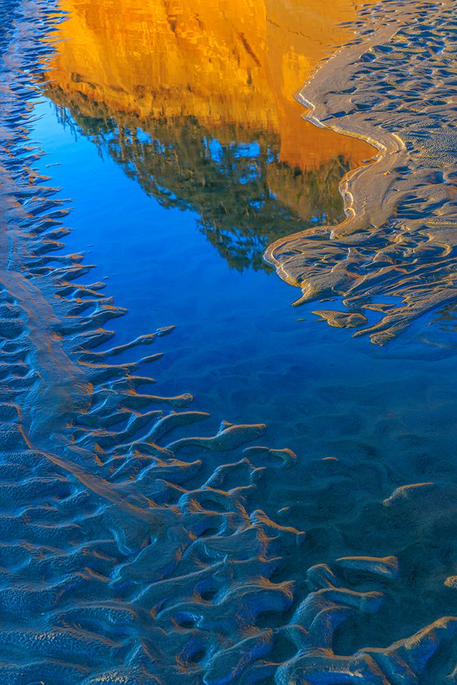 Art Print: USA, Washington State, Copalis Beach. Sunset reflection in beach sand and water.