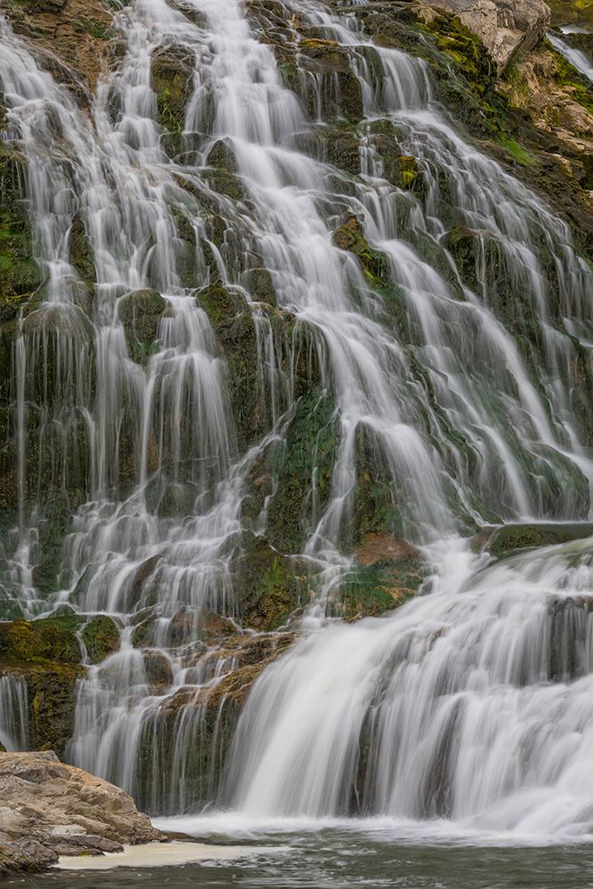 Art Print: USA, Washington State, Meyers Falls. Scenic with waterfall cascades down cliff.